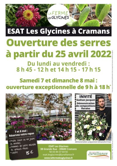 Ouverture exceptionnelle des serres de l'ESAT Les Glycines samedi 7 et dimanche 8 mai 2022